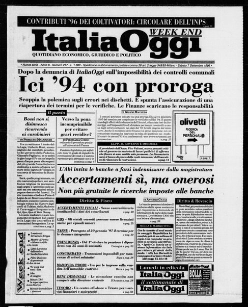 Italia oggi : quotidiano di economia finanza e politica